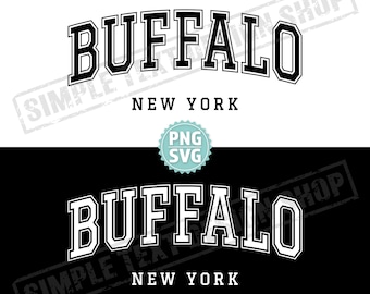 PNG + SVG del estado de Buffalo, Nueva York, diseño de fuente Buffalo Arched Graduate (svg), texto de graduado (png), diseño de texto vintage de la patria de EE. UU.