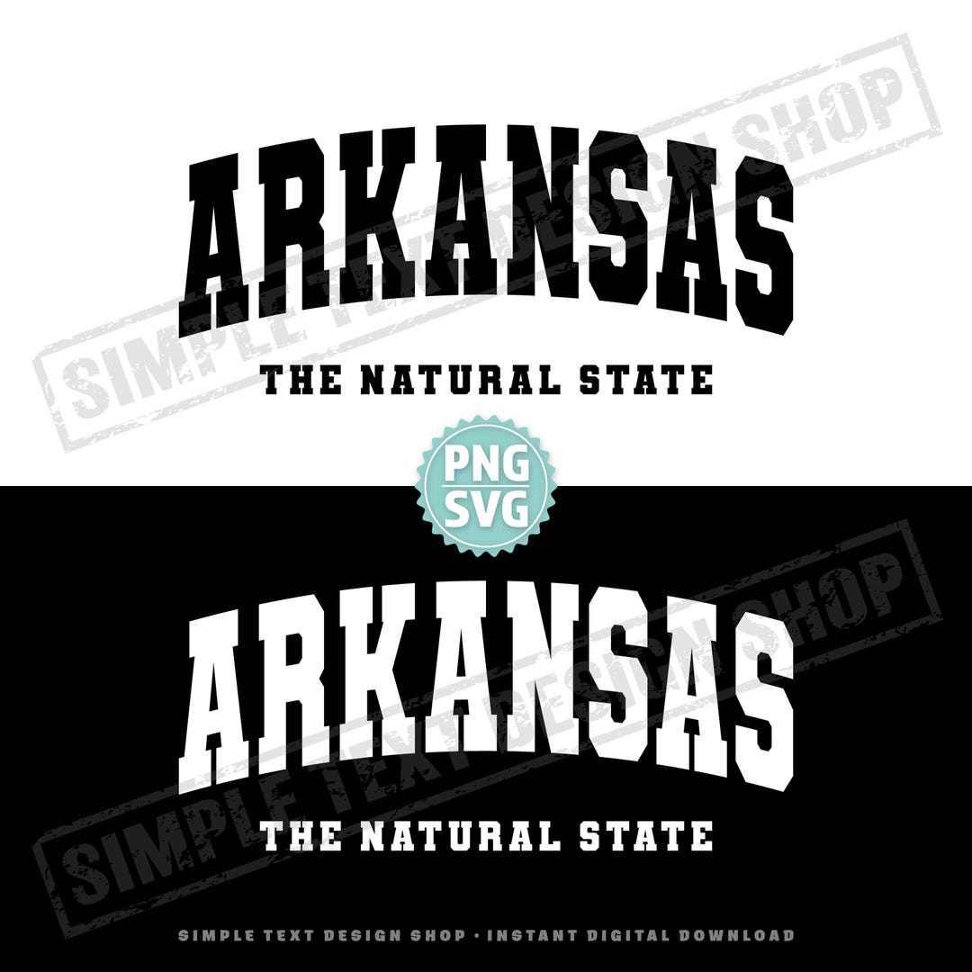 Arkansas the Natural State SVG & PNG, Varsity Png, Varsity Font Designs ...