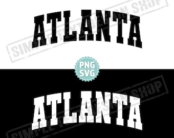 Atlanta Georgia SVG i PNG, Atlanta varsity text png, USA ojczyzna svg, College Style Varsity Font, Vintage Simple Text design