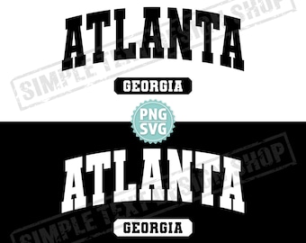 Atlanta Georgia State SVG & PNG, Atlanta varsity text png, USA homeland svg, College Style Varsity Font designs, Vintage design