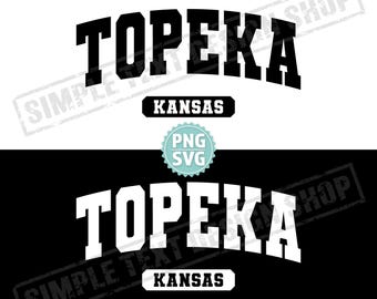 Topeka Kansas State SVG i PNG, tekst Topeka Varsity png, ojczyzna USA SVG, projekty czcionek uniwersyteckich w stylu uniwersyteckim, projekt w stylu vintage
