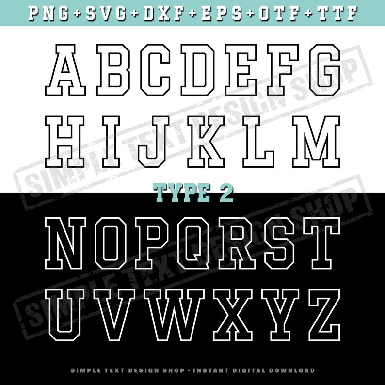 Varsity Alphabet A-Z Png Svg Dxf Eps Otf Ttf Bundle, College Style ...