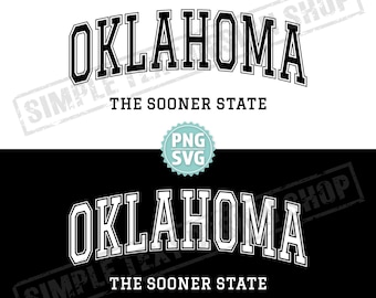 Oklahoma The Sooner State PNG + SVG, US States Oklahoma png, Arched Graduate Font design svg, America state vintage text design