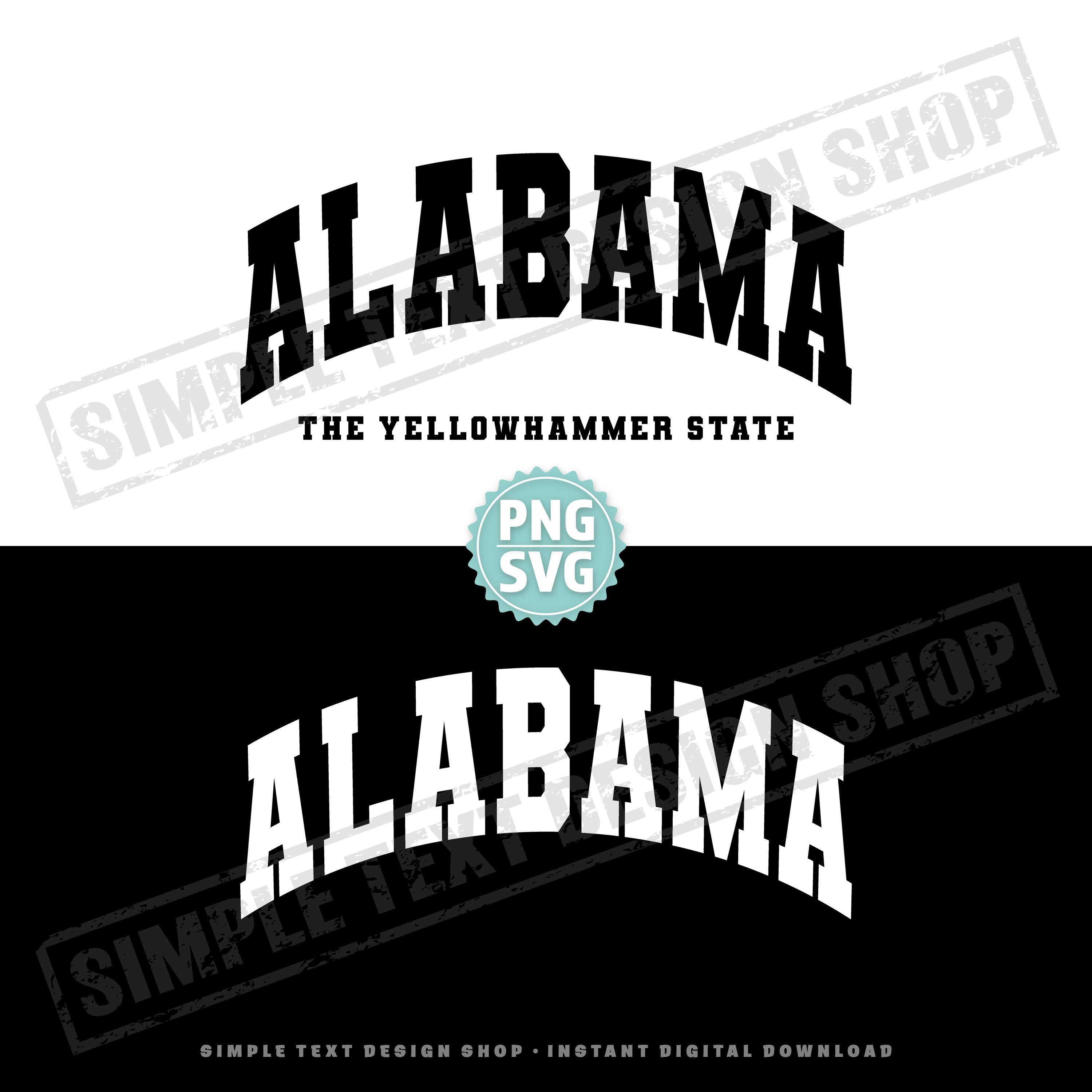 Alabama the Yellowhammer State Arched Text Design PNG SVG, US States ...