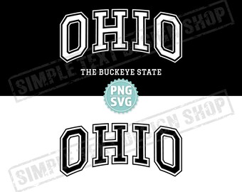 Ohio The Buckeye State PNG SVG Digitaldateien, gewölbte Graduate Schriftdesigns, US Bundesstaats Vintage Textdesign