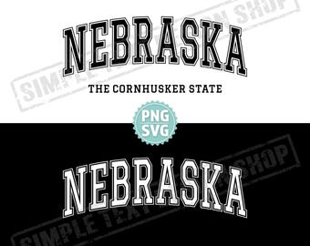 Nebraska The Cornhusker State PNG + SVG, Stany Zjednoczone Nebraska png, Projekt czcionki Arched Graduate svg, Projekt tekstu vintage dla stanu Ameryki