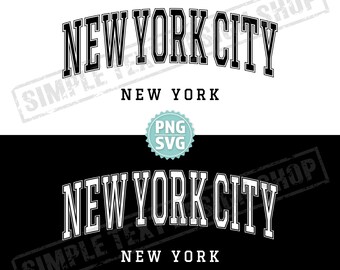 Ciudad de Nueva York, Estado de Nueva York PNG + SVG, Diseño de fuente arqueada para graduados de la ciudad de Nueva York SVG, Texto de graduado PNG, Diseño de texto vintage de la patria de EE. UU.