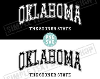 Oklahoma The Sooner State PNG SVG Digital Files, Arched Graduate Font Designs, US States Vintage Text Design
