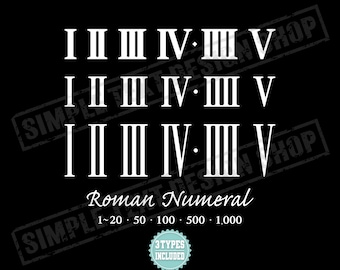Chiffres romains vintage de 1 à 20 (PNG, SVG, DXF, EPS), modèles de cadrans d'horloge, chiffres classiques et simples, style montre rétro