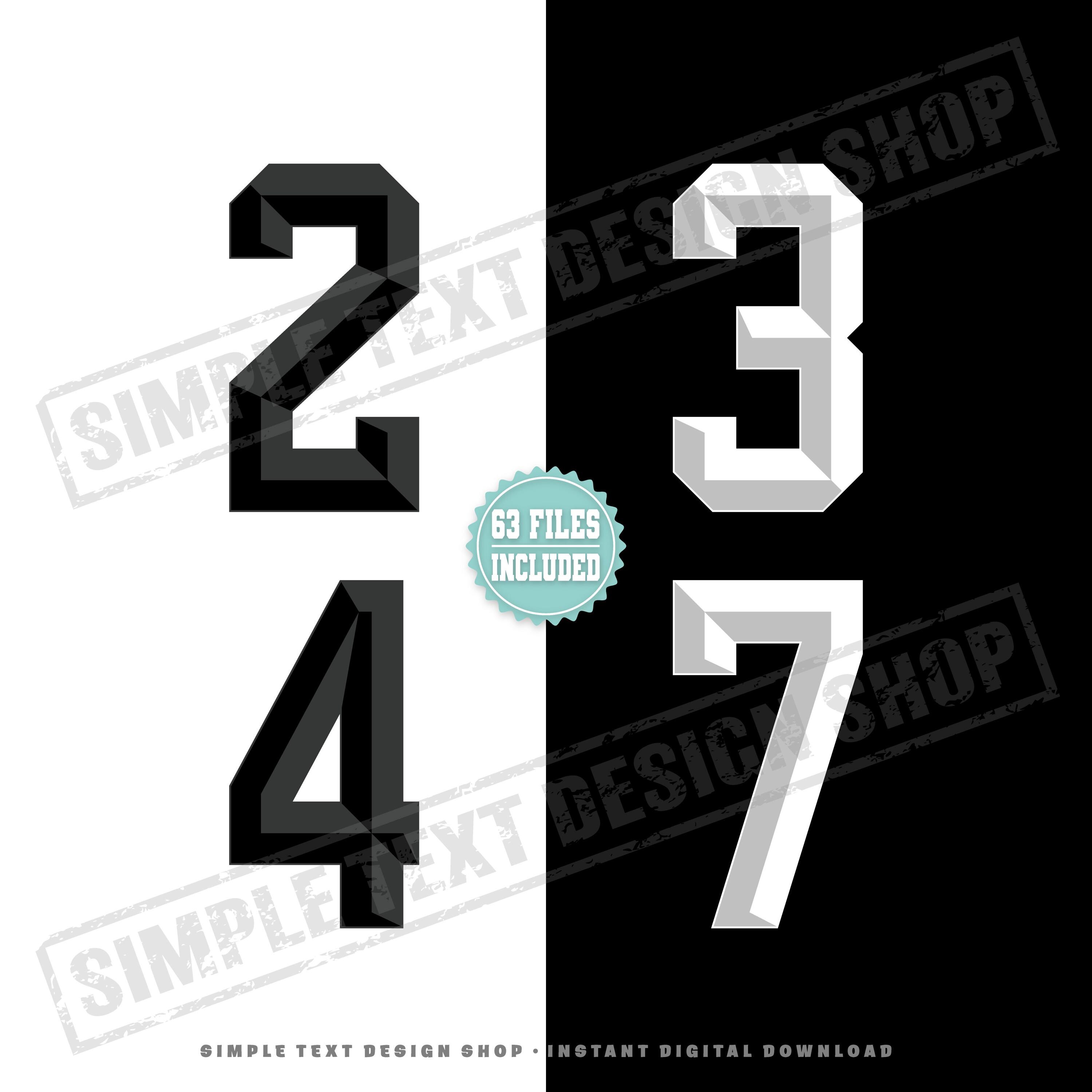 Jersey Numbers 0-9 With Shade Png Svg Dxf Eps Digital Files