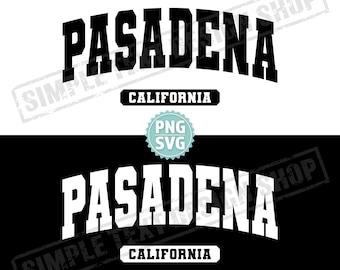 SVG y PNG de Pasadena California State, texto universitario de Pasadena PNG, EE. UU., EE. UU., diseños de fuentes universitarias de estilo vintage