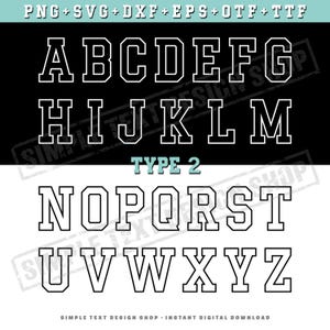 Varsity Alphabet A-Z Png Svg Dxf Eps Otf Ttf Bundle, College Style ...