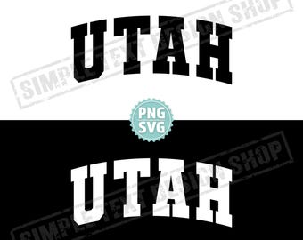 Utah state SVG & PNG, Varsity png, Varsity Font designs, America State Utah svg, us states design, Black and White UT text design