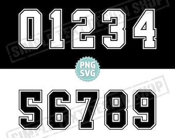 Simple Jersey Numbers 0-9 PNG SVG Bundle, College Style Sports Jersey Number Templates, Team and Player Back Number Png Svg Digital Files