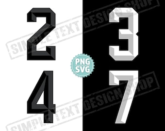 Jersey Numbers 0-9 with Shade PNG SVG EPS Digital Files Download, College Style Sports Jersey Number Templates, Team and Player Back Number
