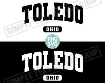 Toledo, Ohio State SVG y PNG, texto universitario de Toledo PNG, EE. UU., EE. UU., diseños de fuentes universitarias de estilo vintage