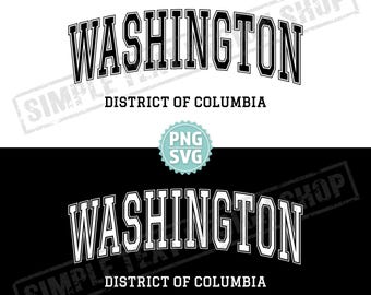 Waszyngton DC, Dystrykt Kolumbii PNG + SVG, Projekt czcionki Arched Graduate SVG, Tekst Graduate PNG, Projekt tekstu vintage USA