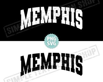 Archivos digitales PNG SVG de Memphis, diseños de fuentes universitarias arqueadas, diseños de texto simple vintage de la patria de EE. UU.