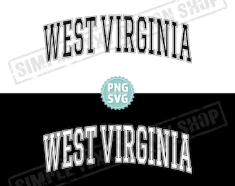 West Virginia State PNG + SVG vintage text design, WV America state design, West Virginia us states png, Arched Graduate Font design svg