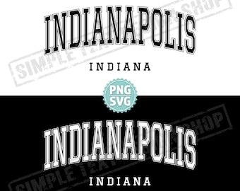 Indianapolis Indiana State PNG + SVG, Indianapolis arqué diplômé police conception svg, texte diplômé png, conception de texte vintage de la patrie des Etats-Unis