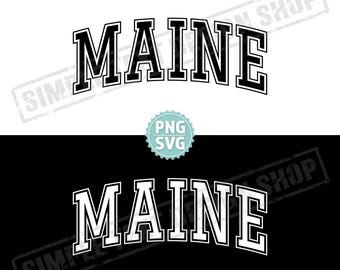 Maine State PNG + SVG vintage text design, ME America state design, Maine us states png, Arched Graduate Font design svg