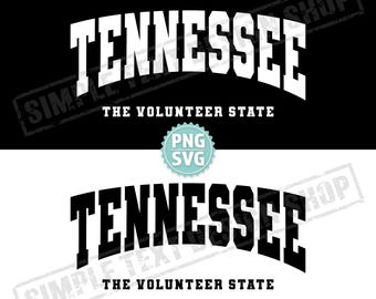 Tennessee The Volunteer State SVG + PNG Digital Files, Arched Varsity Font Designs, America States TN Vintage Text Design