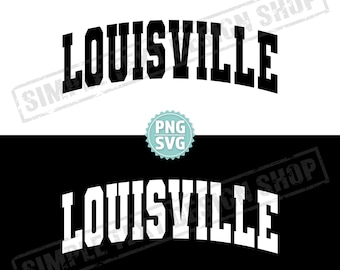 Louisville, Kentucky - SVG y PNG, texto universitario de Louisville (en formato PNG), EE. UU., EE. UU., fuente universitaria de estilo universitario, diseño de texto simple vintage