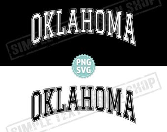 Oklahoma State PNG SVG Digital Files, Arched Graduate Font Designs, US States Vintage Text Design