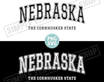 Nebraska The Cornhusker State PNG + SVG, US States Nebraska png, Arched Graduate Font design svg, America state vintage text design