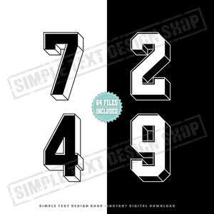 Isometrisch ontwerp sportjerseynummers 0-9 png-svg-dxf-eps-ttf-bundel, collegestijl jerseynummersjablonen, eenvoudige jerseynummerontwerpen