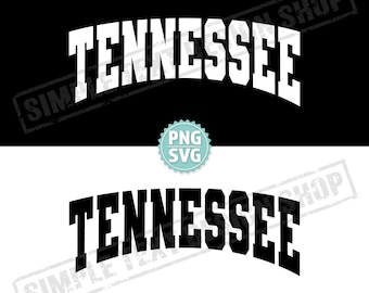 Tennessee State SVG + PNG Digital Files, Arched Varsity Font Designs, America States TN Vintage Text Design