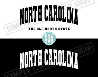 Karolina Północna The Old North State SVG i PNG, Varsity png, projekty czcionek Varsity, America State SVG, projekt stanów USA, projekt tekstu NC