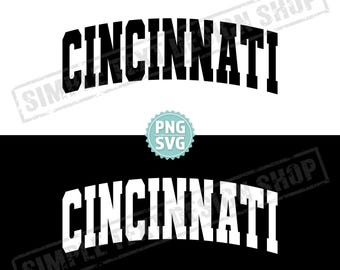 Cincinnati, Ohio, SVG y PNG, texto universitario de Cincinnati en formato PNG, EE. UU., EE. UU., fuente universitaria de estilo universitario, diseño de texto simple vintage