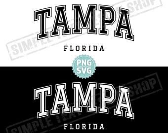 Tampa Florida State PNG + SVG, conception de polices Tampa arquées Graduate police svg, texte diplômé png, conception de texte vintage USA homeland
