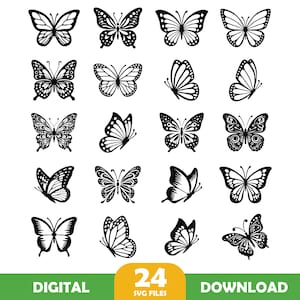 Schmetterling SVG Bundle, 26 einzigartige Designs Schmetterling SVG, Schmetterling SVG geschichtet, Schmetterling-Dateien für Cricut, Schmetterling Clipart, dxf, eps, pdf