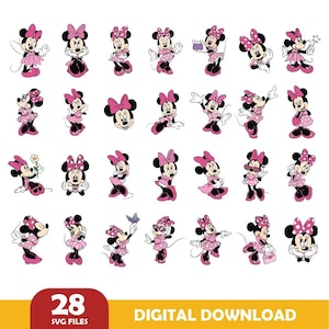 Minnie Mouse SVG-bundel, prinses Svg, Minnie Mouse verjaardag, Minnie Mouse clubhuis, Minnie Head Svg, Instant Downlaod