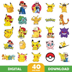 Cartoon Svg, Layered SVG Bundle, Cartoon Clip Art, Cartoon SVG Bundle, Cute Pocket Monster Clipart Set svg files for cricut