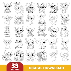 Stitch And Lilo SVG, Stitch svg out-line bundle, Angel svg, stitch clipart, stitch png, lilo Cartoon Svg, stitch svg cricut, silhouette svg