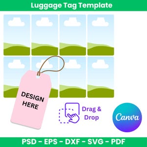 Luggage Tag Template, Luggage Tag Sublimation Template, Luggage Tag Personalized, Travel Tag, Work Badge, Canva Editable