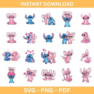 Stitch and Angel SVG Bundle, Stitch Svg, Stitch Couple Svg, Png, Stitch Love Svg, Angel, Stitch And Angel Svg Png, Angel SVG Bundle