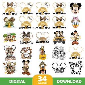 Mouse And Friends Safari Svg Png, 71 Designs Easy to use, Cartoon Characters, Layered Svg by colors, Transparent Png, Cut files for Cricut.