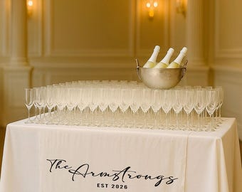 Custom Wedding Table Runner, Personalized Last Name Table Decor, Elegant Wedding Linen Sign,Custom Wedding Banner,Sweetheart Table Sign Gift