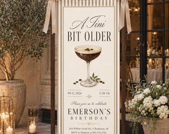 Espresso Martini Birthday Welcome Sign Banner, Personalized Cocktail Party Backdrop, Custom Adult Birthday Decor, Birthday Welcome Sign
