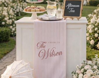 Personalized Wedding Bar Sign Cheers To Family Name, Custom Linen Bar Sign, Beach Wedding Cocktail Sign, Reception Bar Decor Sign