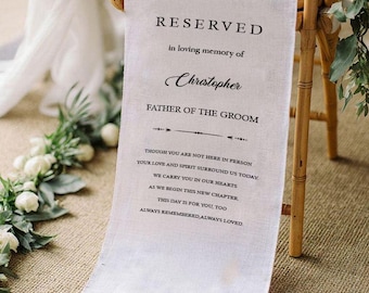 Reserved In Loving Memory Wedding Chair Sign,Personalized Memorial Banner, Father of the Groom Reserved Seat Sign, Wedding Remembrance Decor