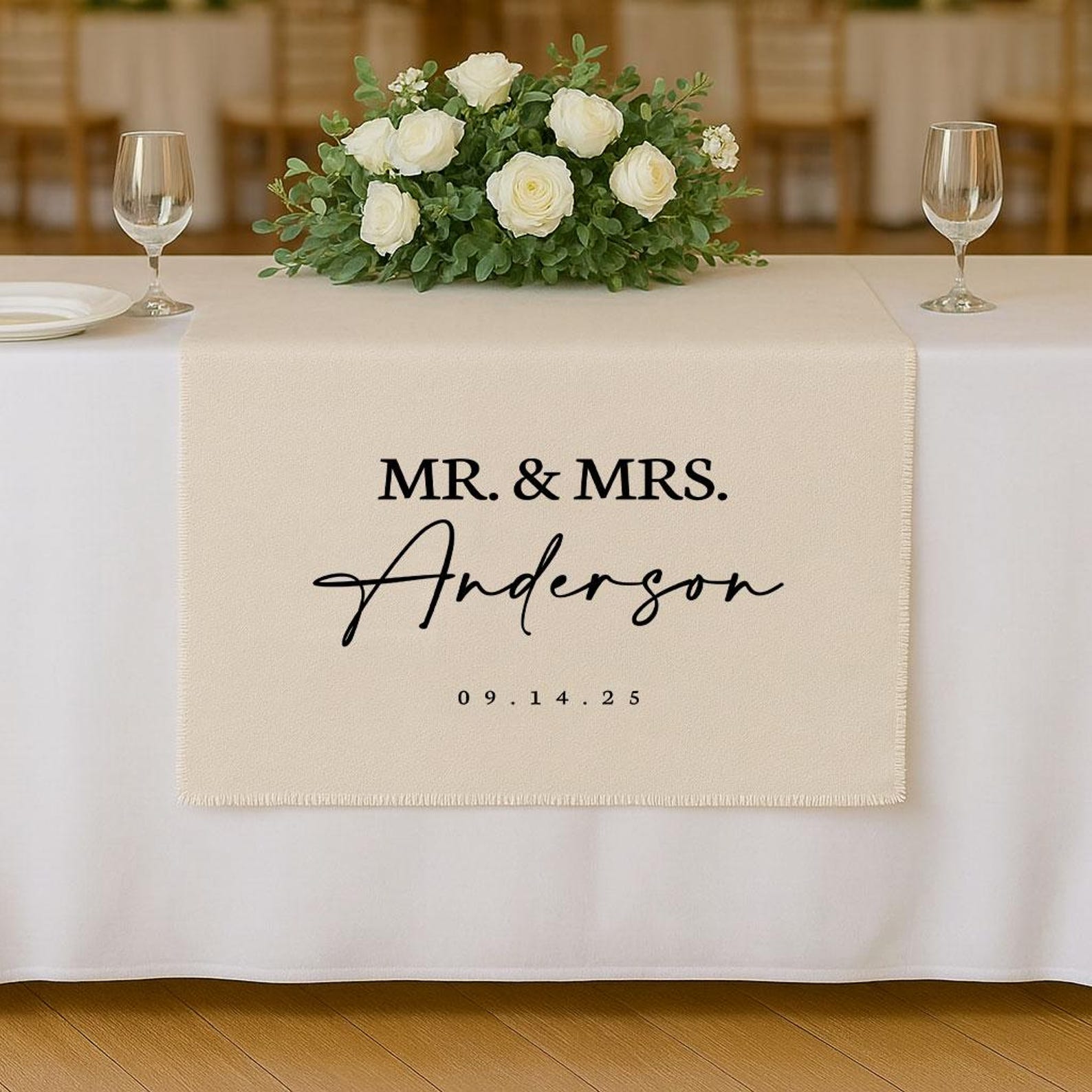 *Bridal Shower* Wedding Table Runner/Custom Linen Wedding Banner
