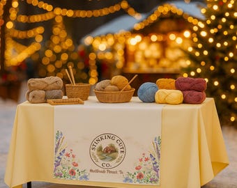 Custom Table Runner With Logo, Personalized Holiday Market Table Banner, Custom Tablecloth for Christmas Vendor Booth, Craft Fair Display