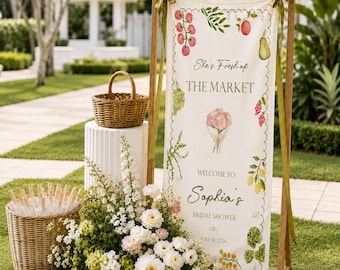 Personalized Bridal Shower Welcome Banner, Farmers Market Bridal Shower Sign, Custom Bridal Shower Decor, Rustic Event Banner