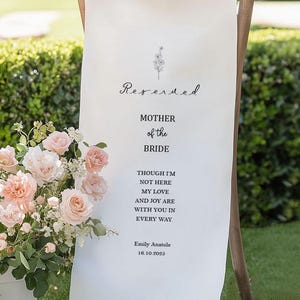 In Loving Memory Wedding Chair Sign, Personalized Reserved Seat Banner, Custom Memorial Sign for Lost Loved Ones, Wedding Remembrance Decor