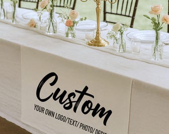 Custom Table Runner, Personalized Logo Text Photo Design, Custom Wedding Table Sign, Party Table Decoration, Business Event Table Banner